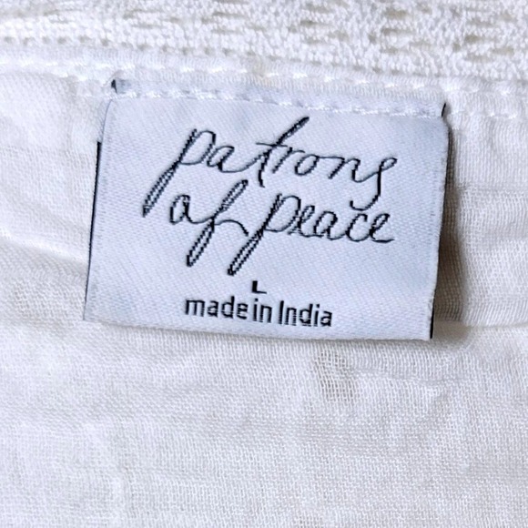 Patrons of Peace White Eyelet Cotton Maxi Dress Cottagecore Sundress Size L - Picture 8 of 9